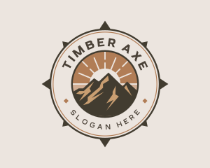 Mountain Outdoor Compass logo design