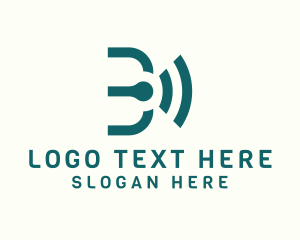 Frequency - Wi-Fi Signal Letter B logo design