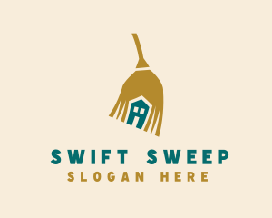 House Sweeping Broom logo design