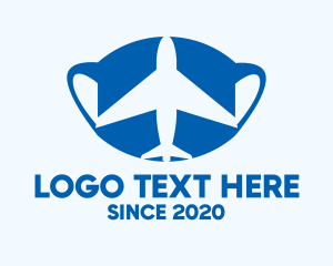Negative Space - Travel Airplane Face Mask logo design