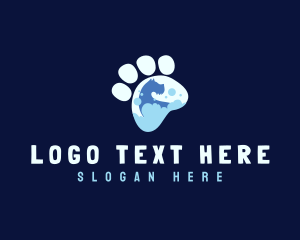 Bath Tub - Paw Dog Grooming Bath logo design