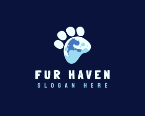 Fur - Paw Dog Grooming Bath logo design