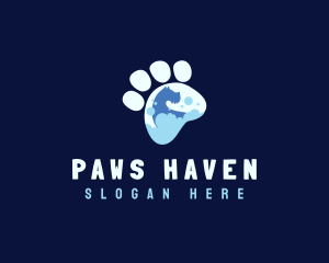 Paw Dog Grooming Bath logo design