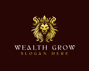 Luxury Crown Lion  logo design