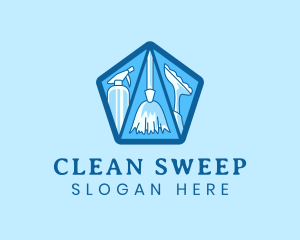 Sweeper - Blue Pentagon Housekeeping logo design
