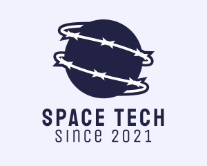 Nasa - Outer Space Planet Barbwire logo design