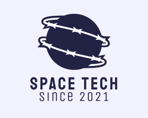 Outer Space Planet Barbwire logo design