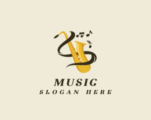 Saxophone Musical Notes logo design