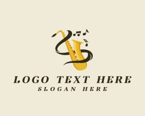 Saxophone Player - Saxophone Musical Notes logo design