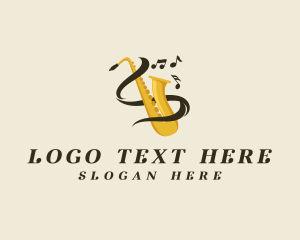 Composer - Saxophone Musical Notes logo design