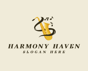 Saxophone Musical Notes logo design