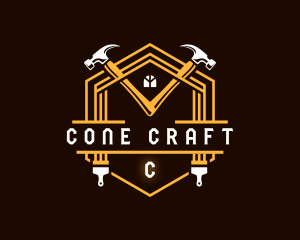 House Carpentry Hammer logo design