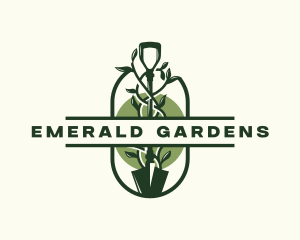 Shovel Gardening Plant Tool logo design