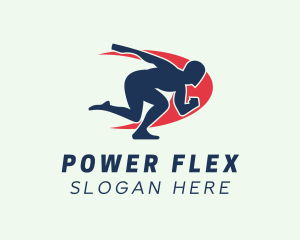 Muscular - Blue Muscular Body logo design