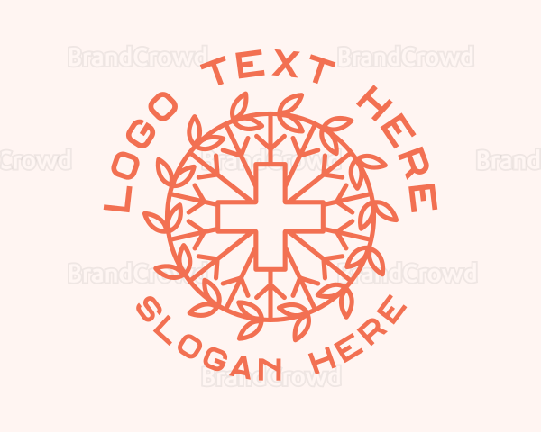 Cross Wreath Emblem Logo
