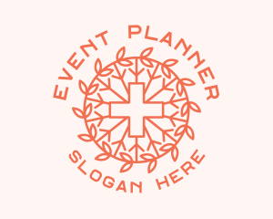 Religious - Cross Wreath Emblem logo design