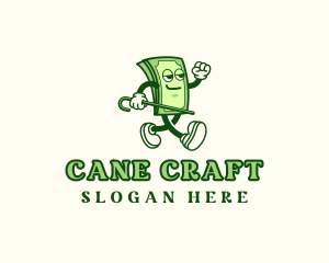 Cane - Money Bills Character logo design