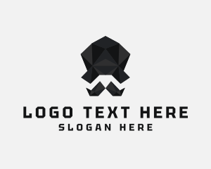 Black Hat - Geometric Mustache Hat logo design