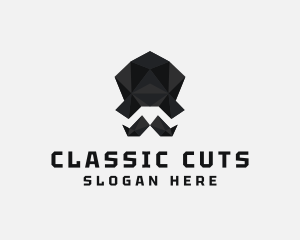 Barber Shop - Geometric Mustache Hat logo design