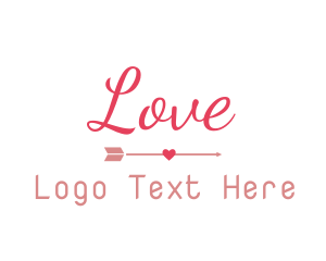 Pink Heart - Love Wedding Wordmark logo design