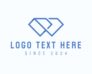 Negative Space - Blue Diamond Outline logo design