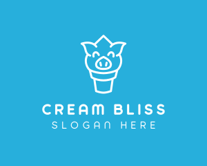 Cream - Ice Cream Pig logo design