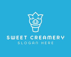 Ice Cream Pig logo design