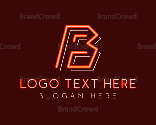 Neon Arcade Orange Letter B Logo