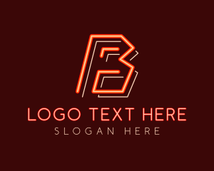 Gaming Cafe - Neon Arcade Orange Letter B logo design