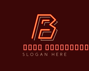 Neon Arcade Orange Letter B Logo