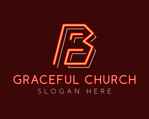 Neon Arcade Orange Letter B Logo