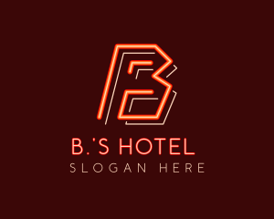 Neon Arcade Orange Letter B logo design