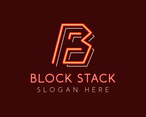 Neon Arcade Orange Letter B logo design