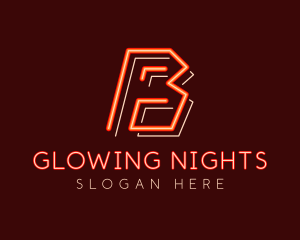 Neon Lights - Neon Arcade Orange Letter B logo design
