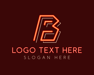 Neon Arcade Orange Letter B Logo