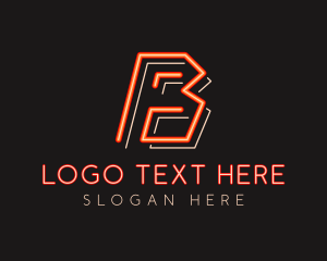 Game - Neon Arcade Letter B logo design