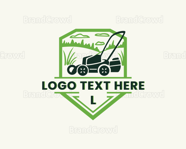 Grass Cutting Lawn Mower Logo