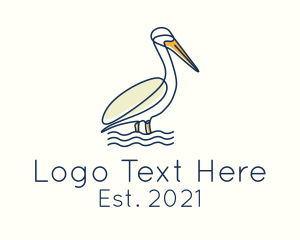 Bird - Pelican Bird Waves logo design