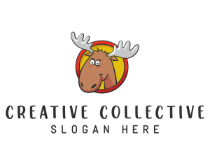 Moose Antler Cartoon logo design