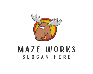 Moose Antler Cartoon logo design