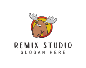 Moose Antler Cartoon logo design