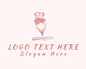 Baker - Pink Icing Piping Bag logo design