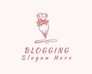 Dessert - Pink Icing Piping Bag logo design