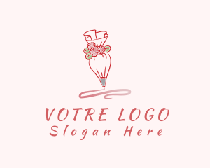 Cake Decorating - Pink Icing Piping Bag logo design