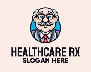 Pharmacist - Old Bald Man logo design