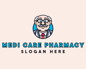 Pharmacist - Old Bald Man logo design