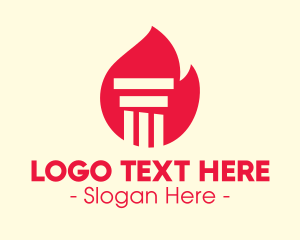 Doric - Red Fire Pillar logo design