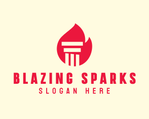 Red Fire Pillar logo design