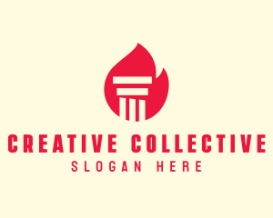 Red Fire Pillar logo design