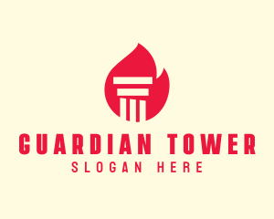 Red Fire Pillar logo design